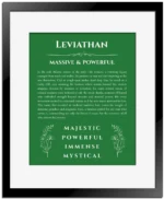 Leviathan custom name art showing meaning and origin in dark green with black matte frame