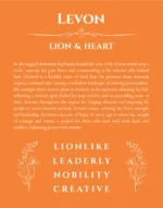 Levon custom name art showing meaning and origin in orange