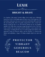 Lexie custom name meaning print in deep blue