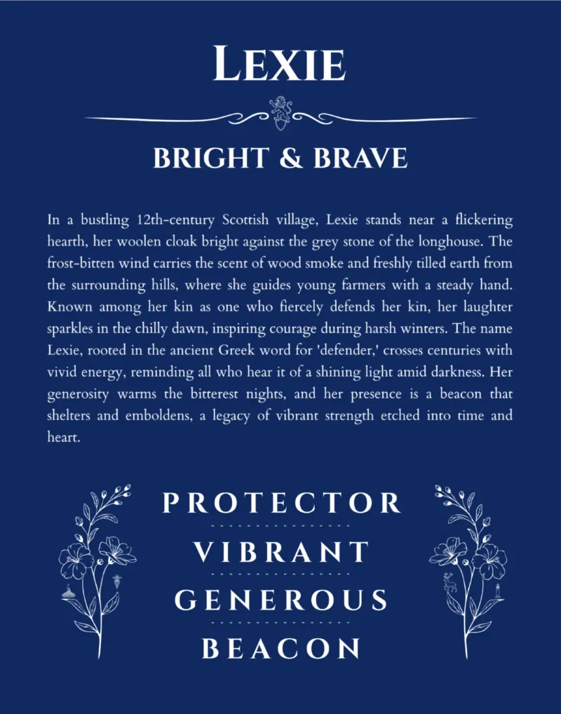 Lexie custom name meaning print in deep blue