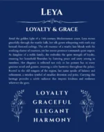 Leya personalized name print with origin and traits in deep blue