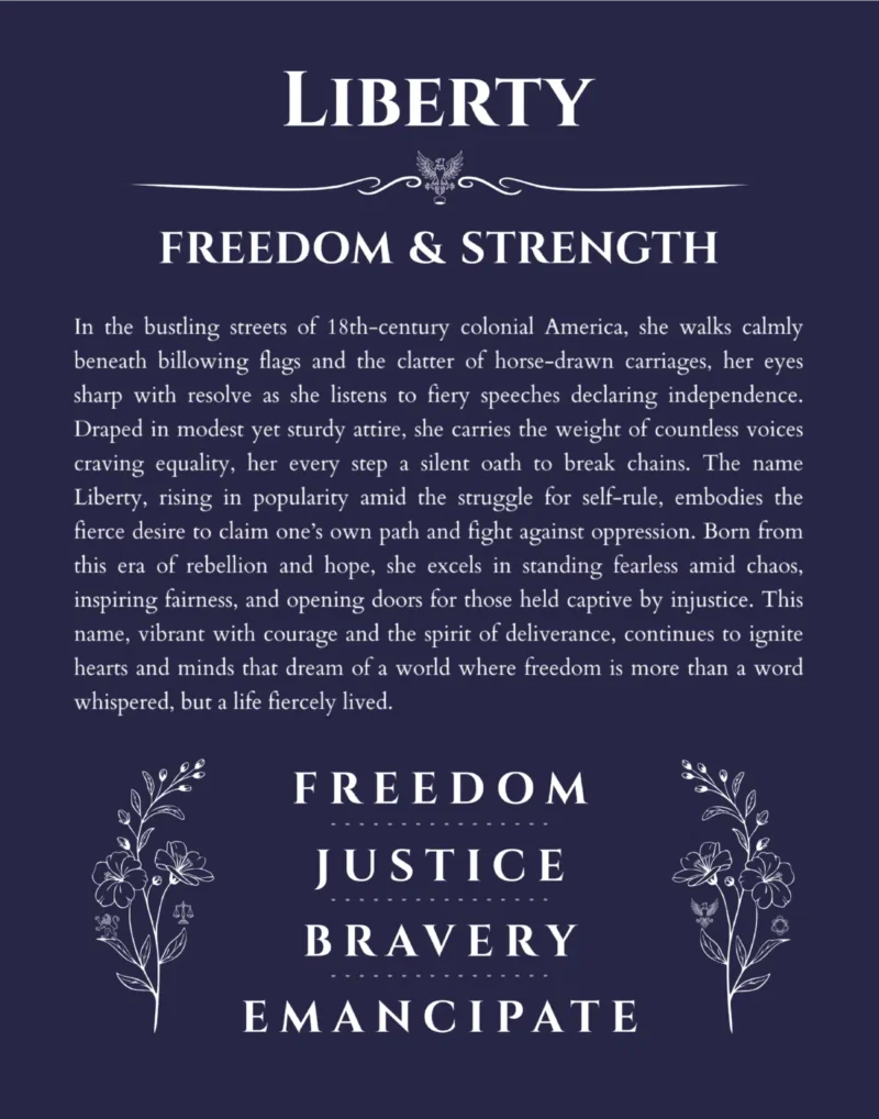 Liberty name meaning gift print in navy blue