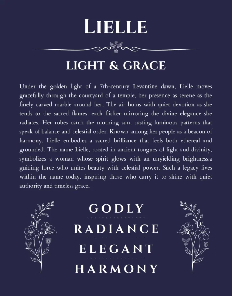 Lielle personalized wall art with the story of your name in navy blue