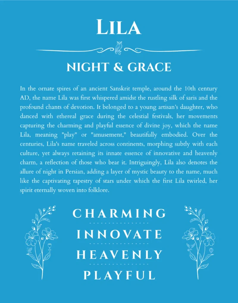 Lila custom name meaning print in blue