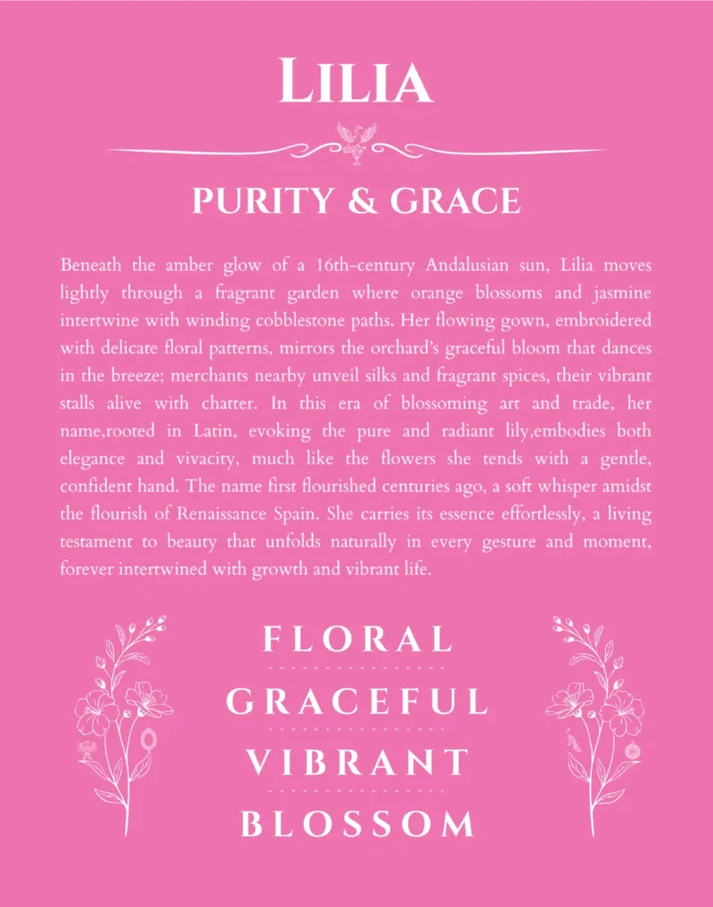Lilia custom name print for wall display in pink