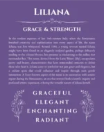 Liliana name meaning gift print in purple