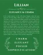 Lillian custom name meaning print in dark green
