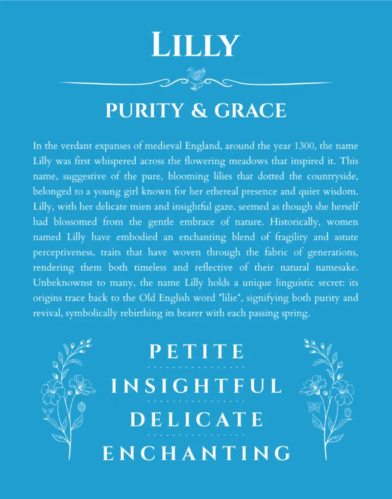 Lilly personalized name meaning print in blue