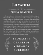 Lilyanna name origin print with meaning and traits in gray
