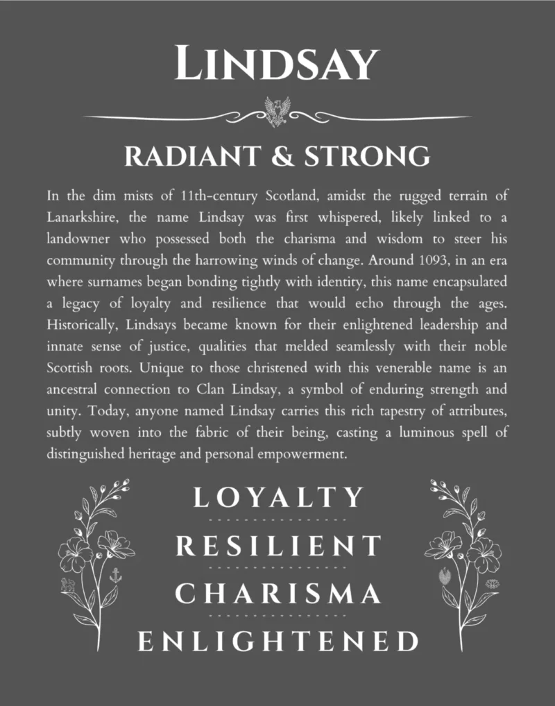 Lindsay name meaning gift print in gray