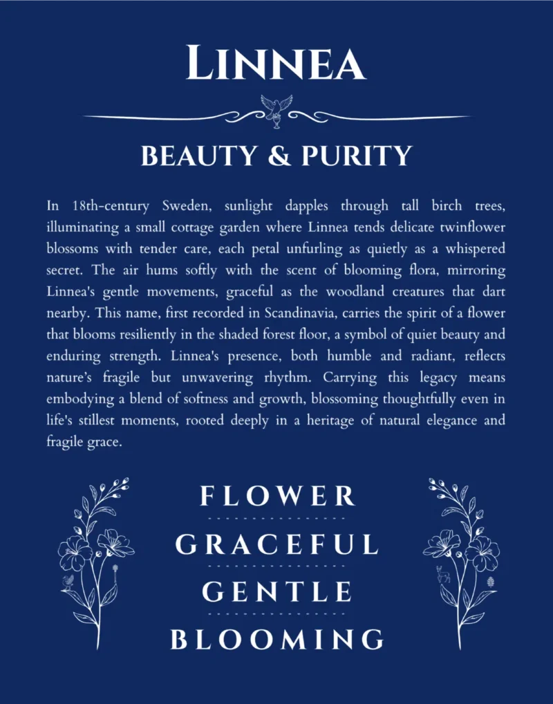 Linnea custom name print for wall display in deep blue