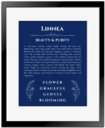 Linnea custom name print for wall display in deep blue with black matte frame
