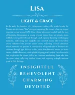 Lisa personalized wall art with the story of your name in blue