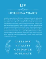 Liv personalized name art with origin story in blue