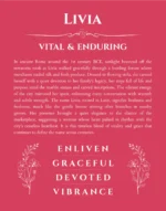Livia personalized name art with origin story in red