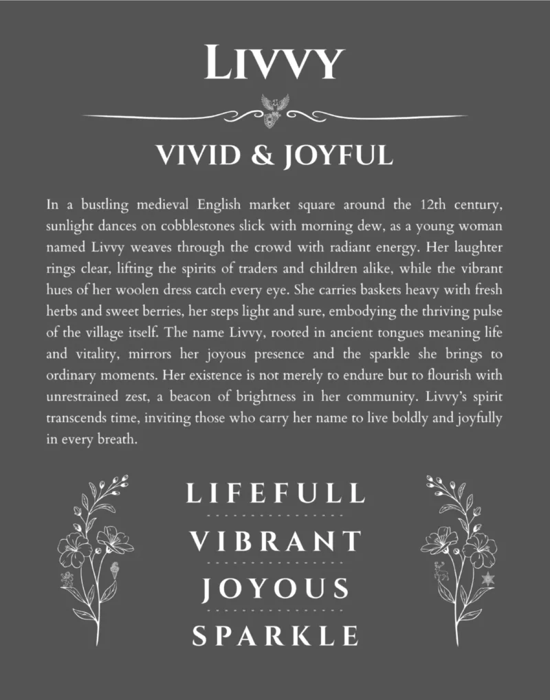 Livvy personalized name meaning print in gray