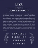 Liya name origin print with meaning and traits in navy blue
