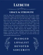 Lizbeth custom name art showing meaning and origin in deep blue