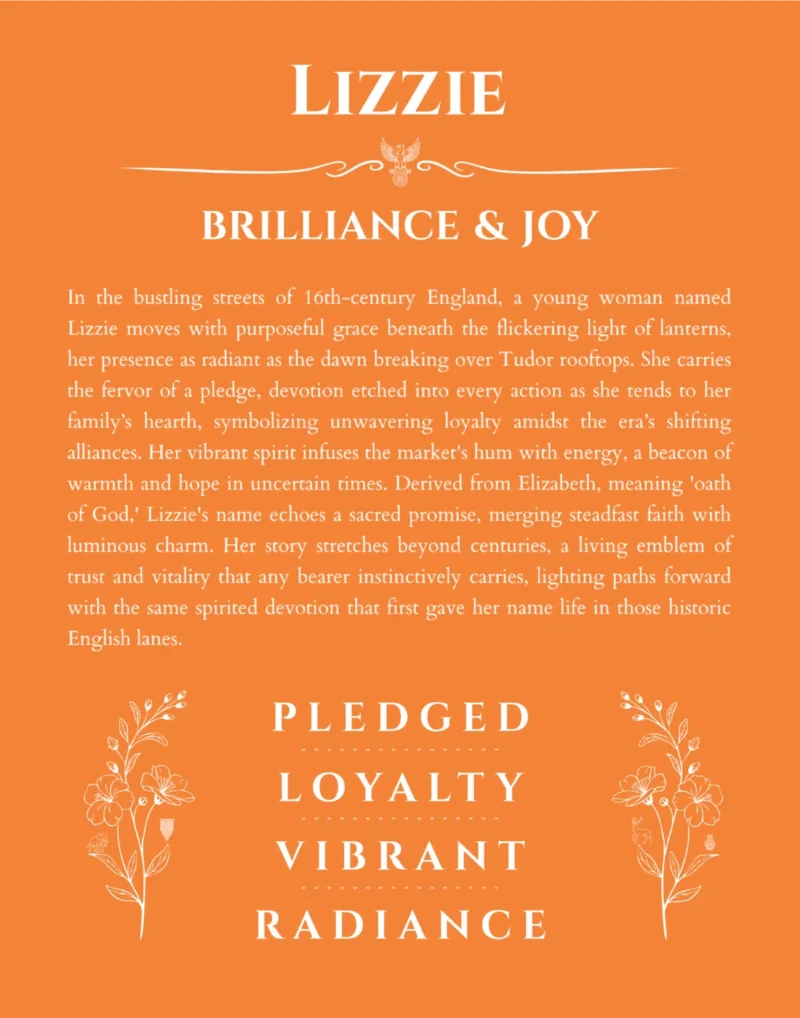 Lizzie custom name meaning print in orange