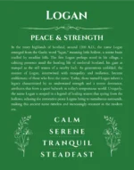 Logan custom name meaning print in dark green