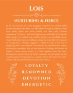 Lois name origin print with meaning and traits in orange