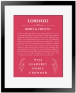 Lorenzo name meaning wall art by Get Your Story in red with black matte frame