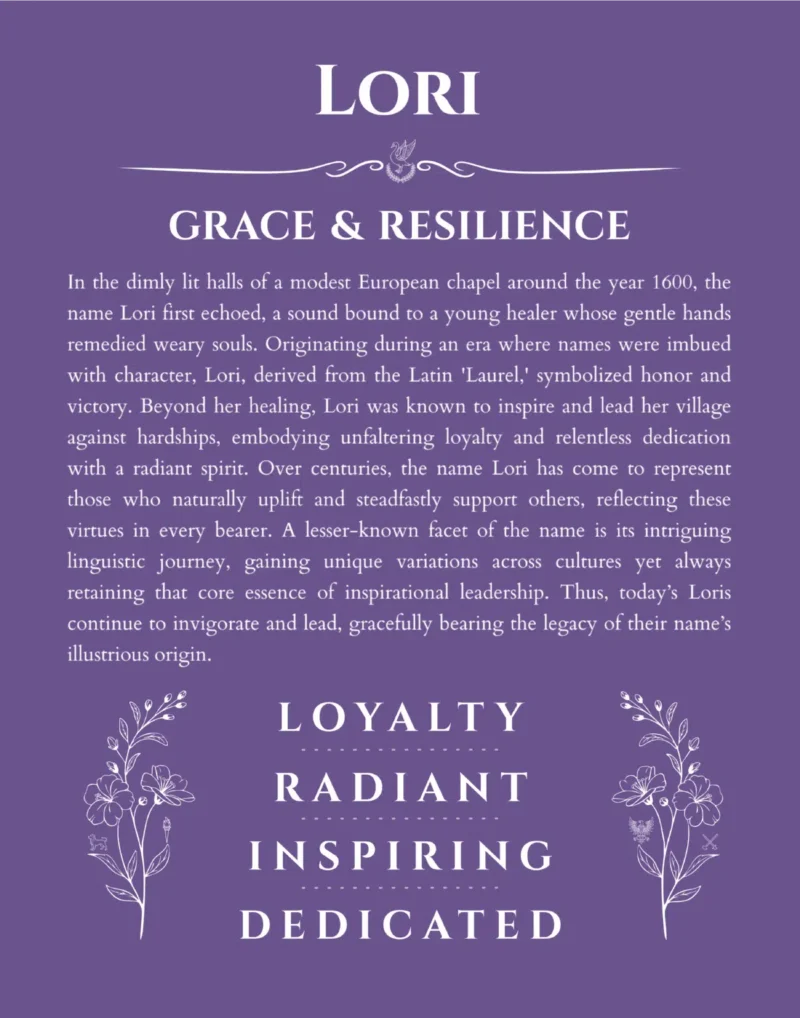 Lori name meaning wall art by Get Your Story in purple
