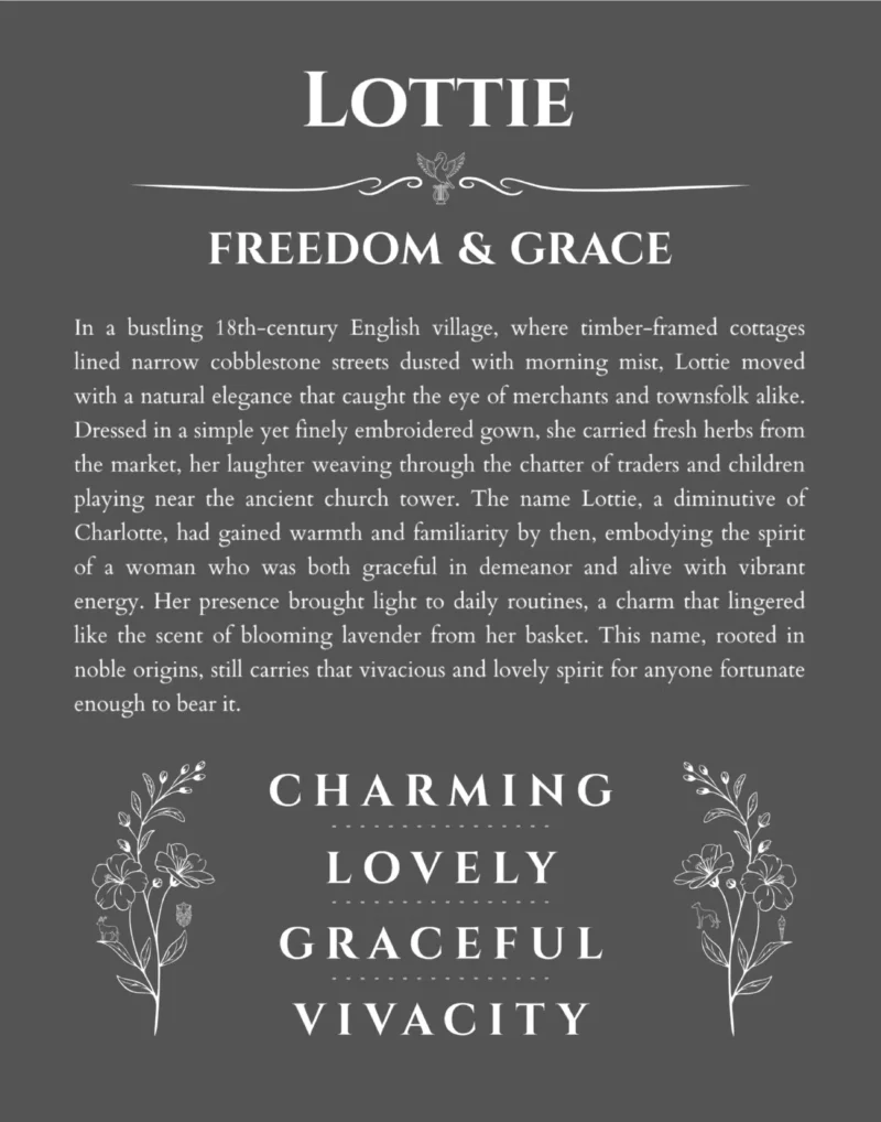 Lottie name meaning wall art by Get Your Story in gray