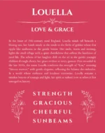 Louella personalized name meaning print in red