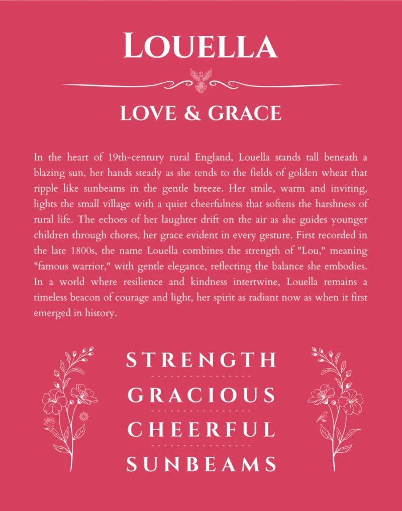 Louella personalized name meaning print in red