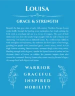 Louisa personalized name print with origin and traits in blue