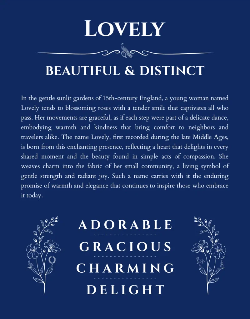 Lovely custom name art showing meaning and origin in deep blue