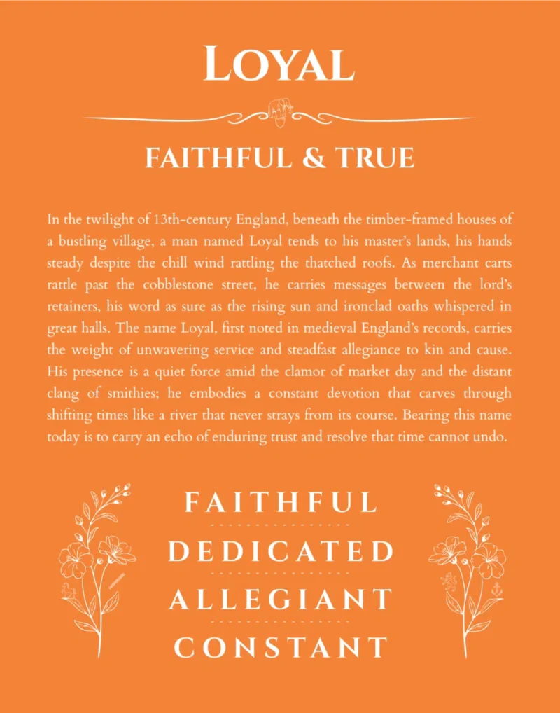 Loyal name meaning gift print in orange