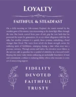 Loyalty custom name art showing meaning and origin in purple