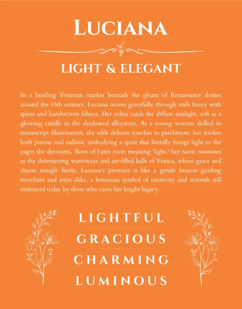 Luciana custom name meaning print in orange