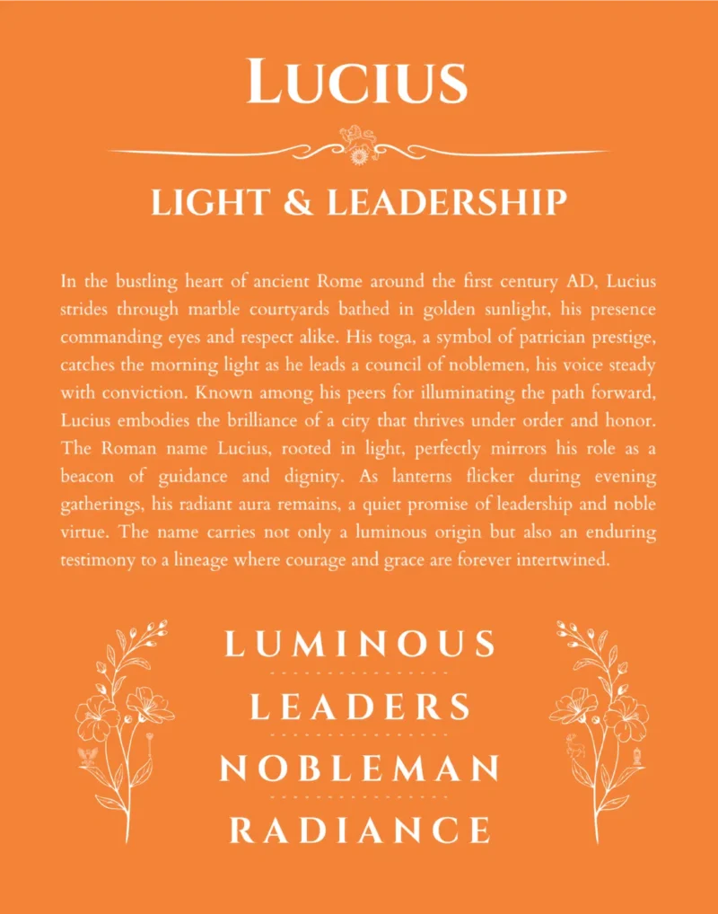 Lucius custom name print for wall display in orange