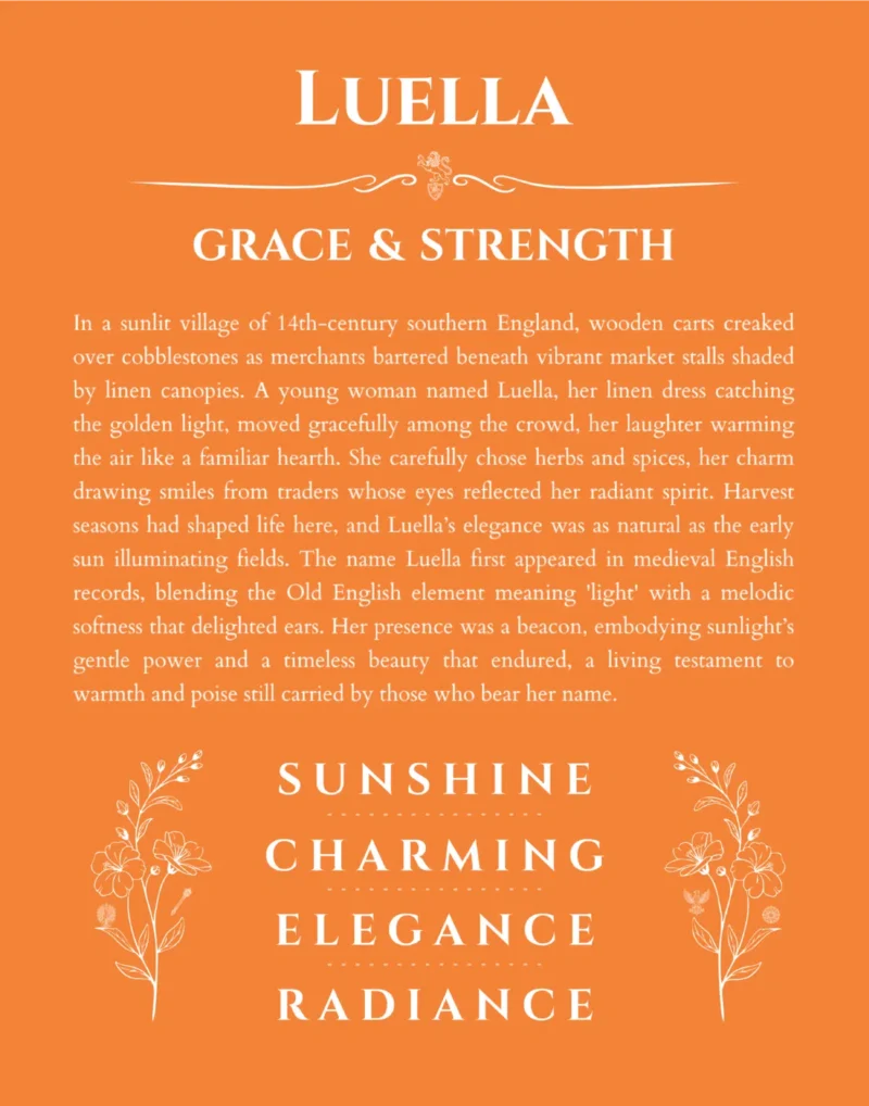 Luella personalized name meaning print in orange