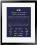 Luka custom name print for wall display in navy blue with black matte frame