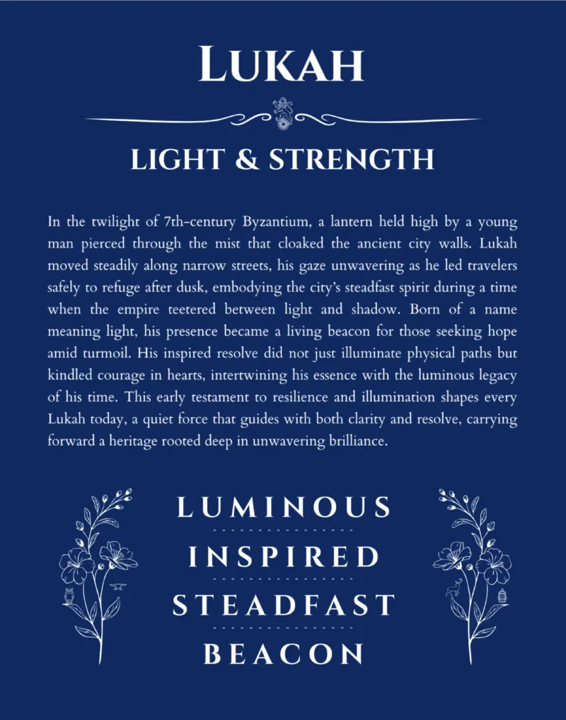 Lukah personalized wall art with the story of your name in deep blue