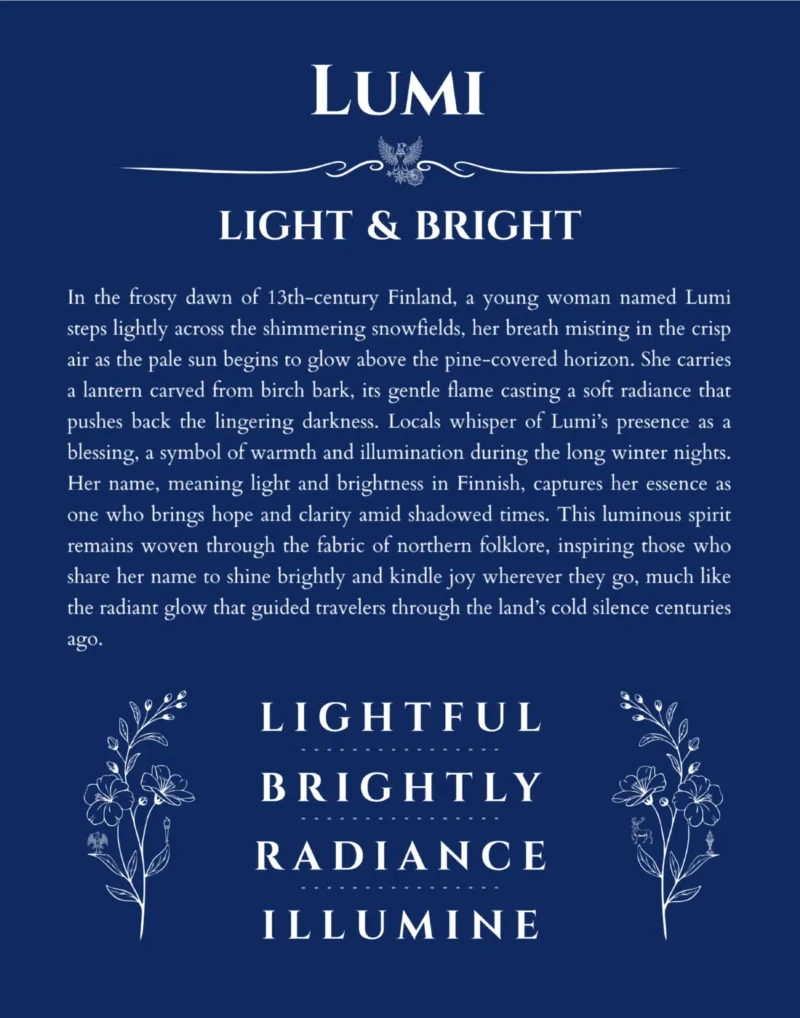 Lumi name meaning wall art by Get Your Story in deep blue