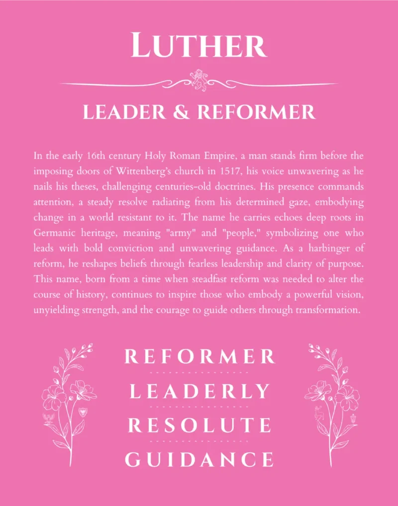 Luther custom name meaning print in pink