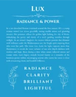Lux personalized name art with origin story in blue