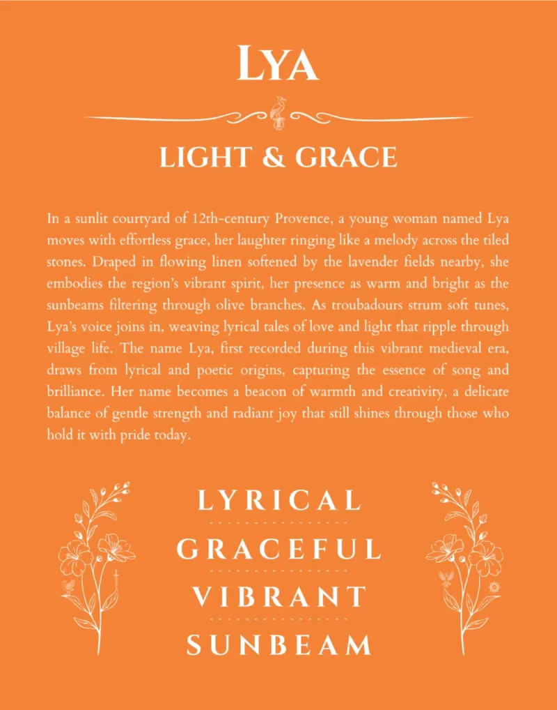 Lya custom name meaning print in orange