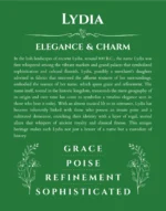 Lydia custom name meaning print in dark green