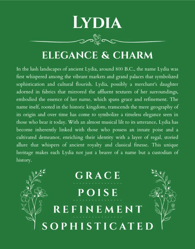 Lydia custom name meaning print in dark green