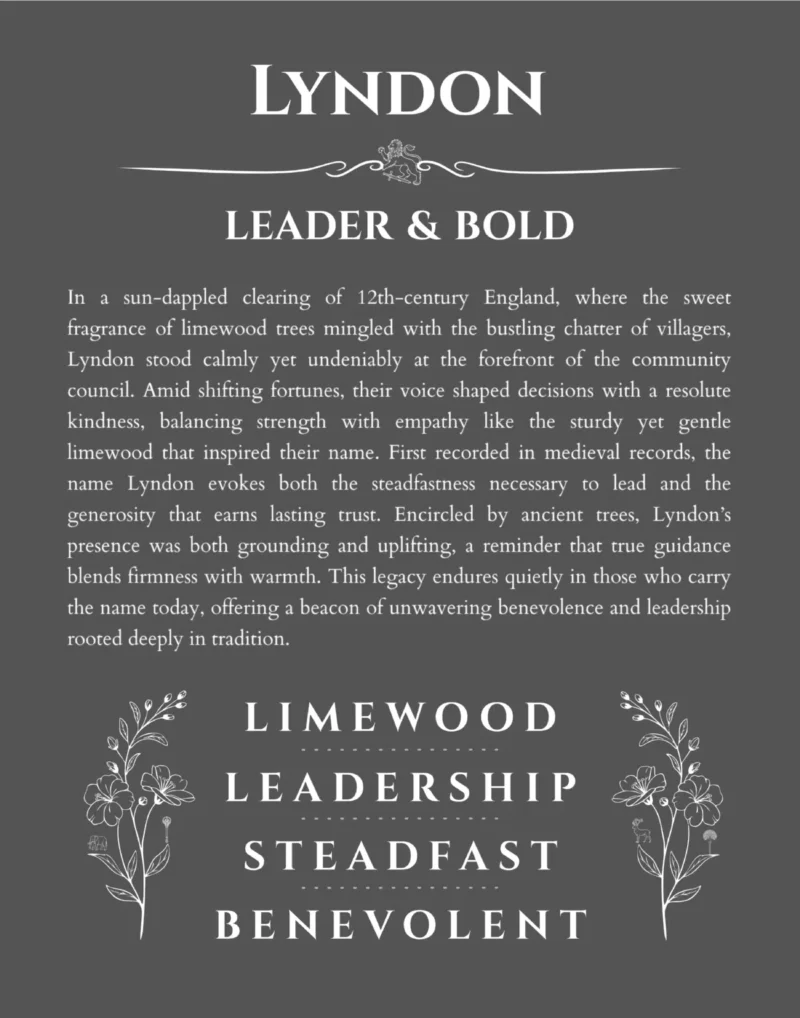 Lyndon name meaning gift print in gray