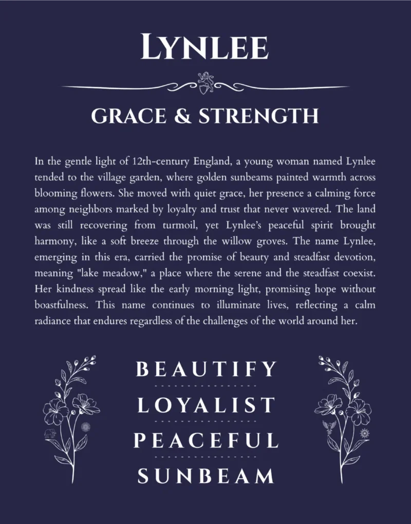 Lynlee personalized wall art with the story of your name in navy blue