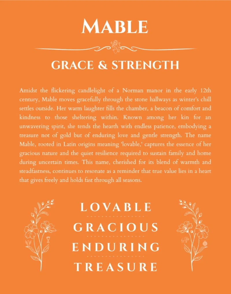 Mable custom name meaning print in orange