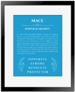 Mace personalized name meaning print in blue with black matte frame