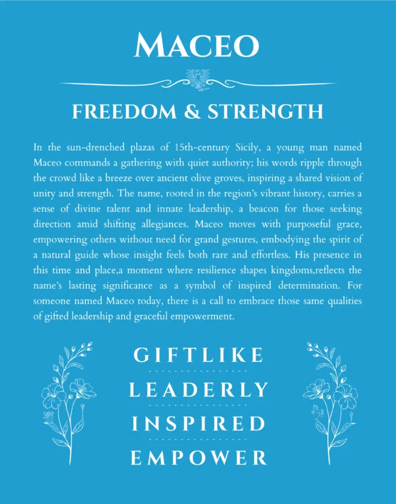 Maceo custom name meaning print in blue